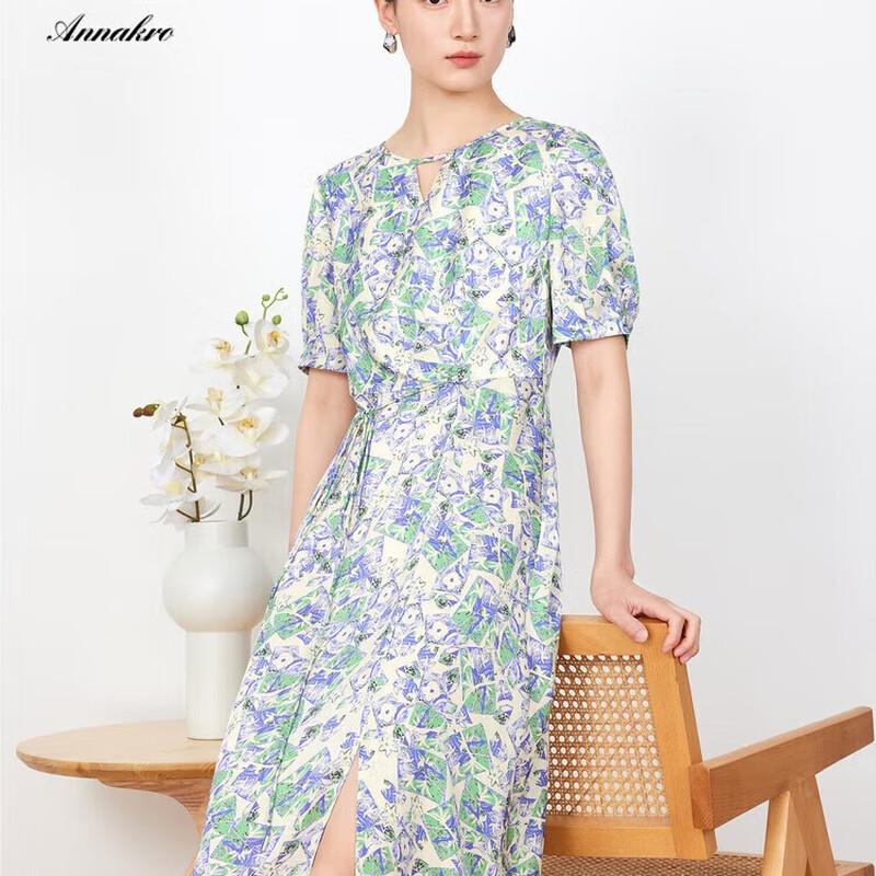 

Elegant Acetate Print Short Sleeve Midi Dress XL