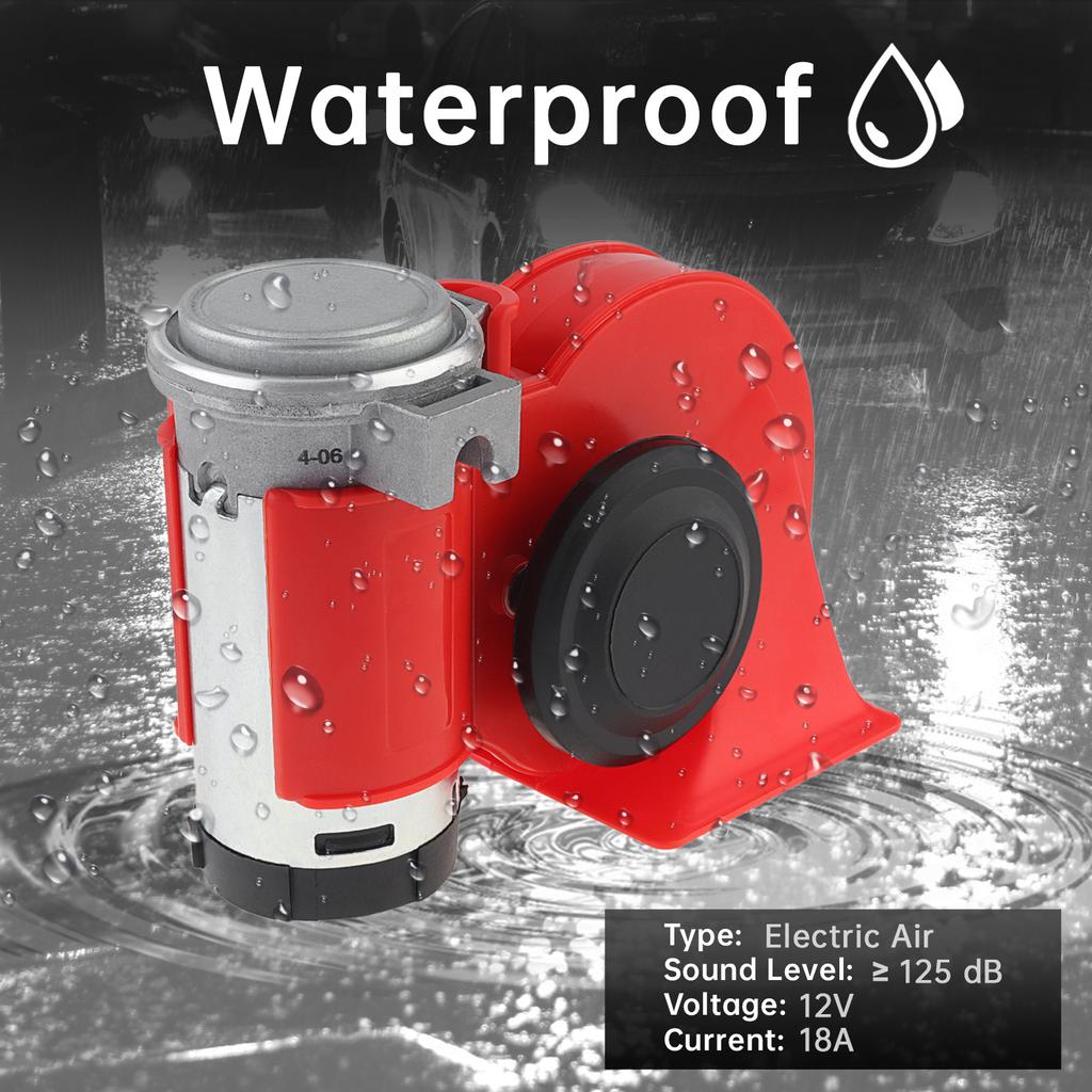 12V 150dB Train Sound Electric Air Horn Loud Kit with Compressor Wiring Harness Button Red for Truck Car Motorcycle