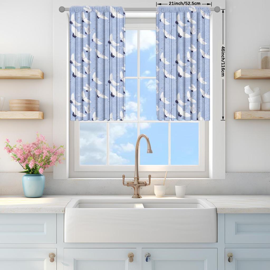 2pcs Crane Spreads Its Wings and Flies High Curtains Shade and Privacy Protection Suitable for Decorating Various Rooms