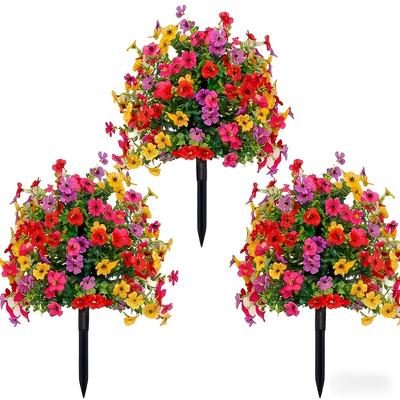 1pc Home Holiday Decoration Artificial Flowers, Realistic Multi-color Mixed Artificial Flowers with Ground Stakes, Suitable