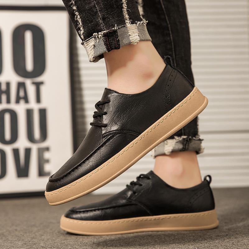 Fashion Leisure business men's new lace up leather shoes  Fashion Design outdoor party Comfortable Breathable and  mesh design shoes