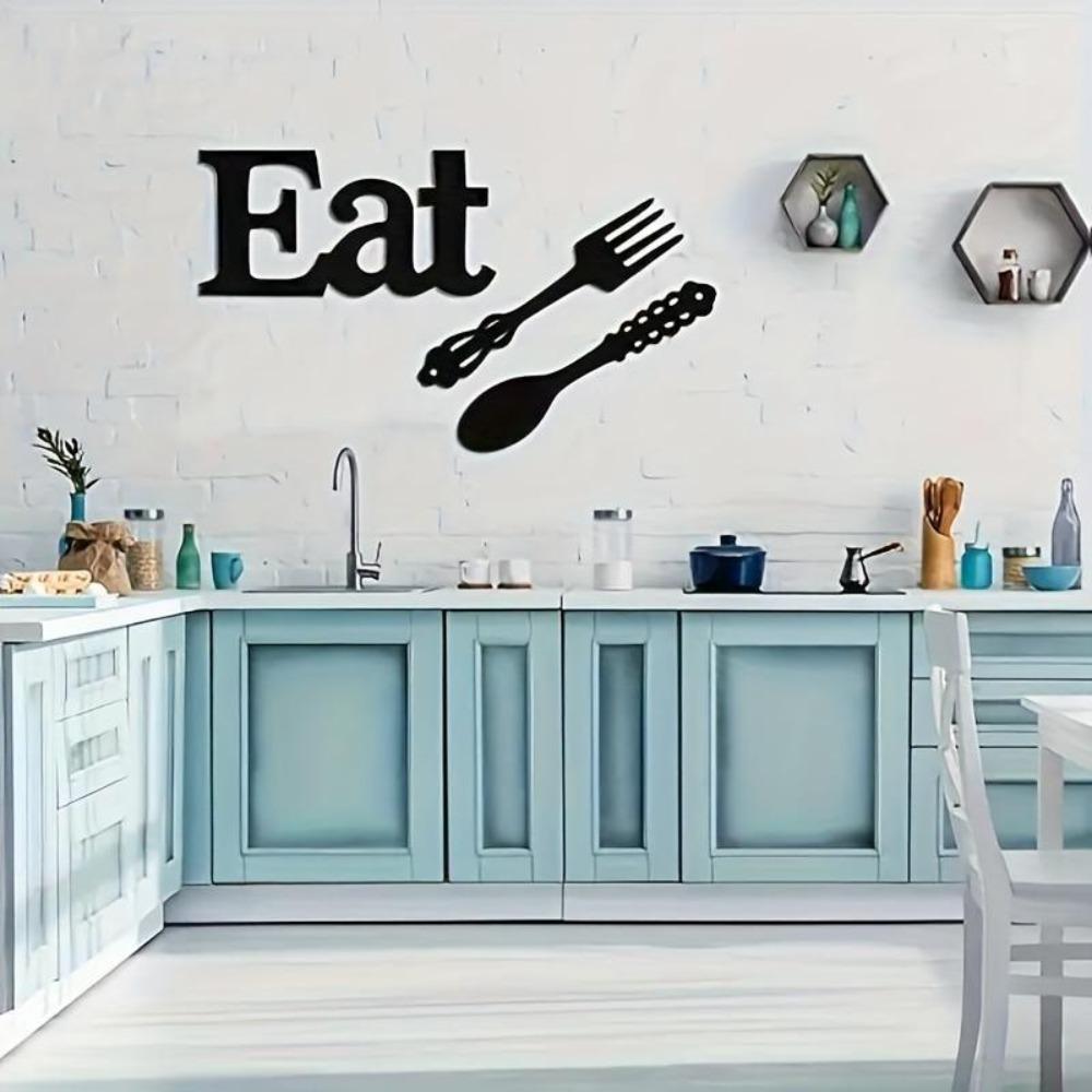 Iron Wall Art EAT Sign Farmhouse Kitchen Decor Rustic Utensils Gift