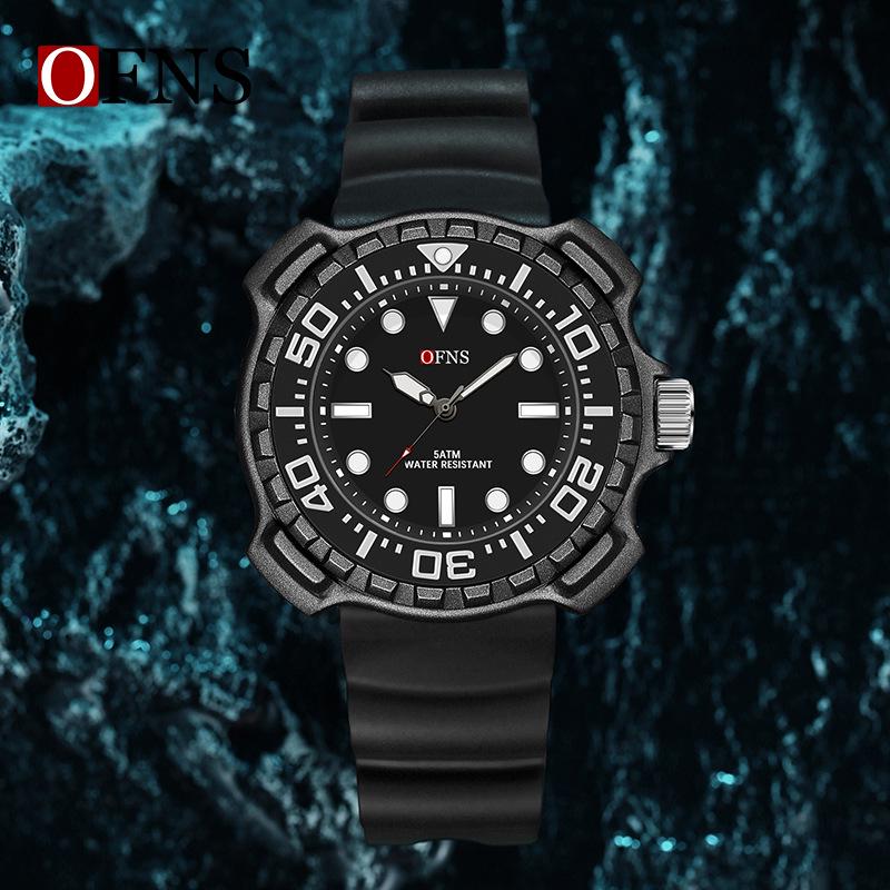 OFNS Quartz Luminous Silicone Strap Waterproof Sports Watch - Unisex Trendy & Simple Design
