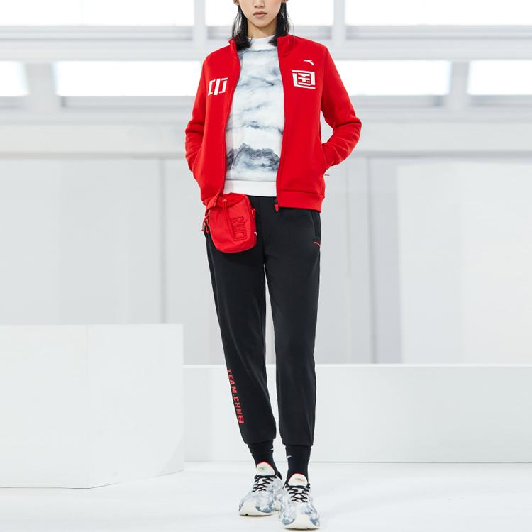 Anta Training Series Solid Color Stand Collar Sports Zip Jacket Women Jacket China-Red 162217756-2