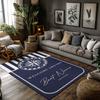 Benutzerdefinierter Schiffsname Nautischer Kompass Willkommensmatte, Blau-Weißes Boots-Thema Teppich für Wohnzimmer, Weiche Matte mit Maritimem Dekor