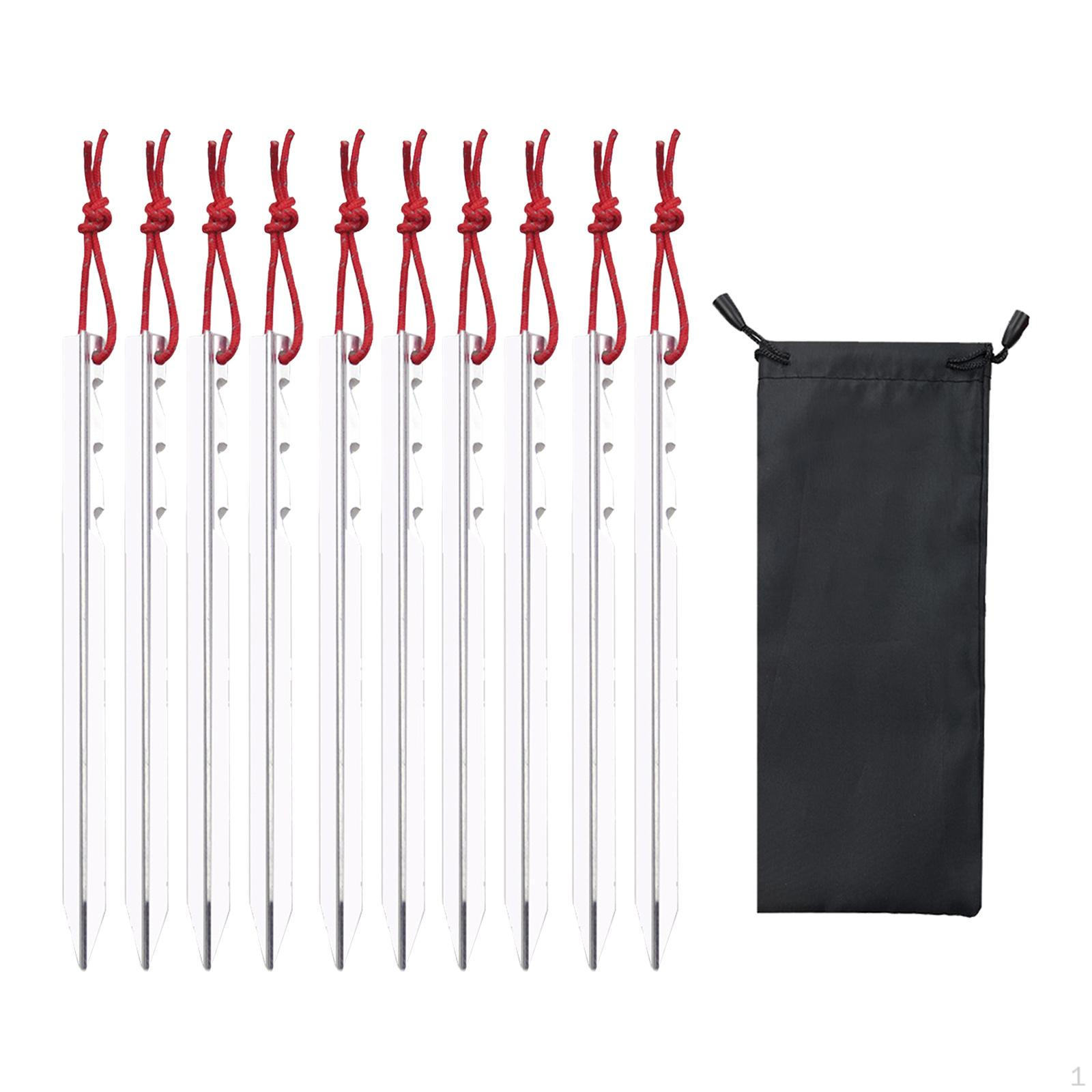 Camping Tent Stakes, Nail Tarp Ground Stakes for Gardening, Desert Travel, Outdoor Silver 10pcs