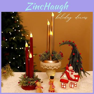 Christmas Led Electronic Candle Set With Realistic Flame For Holiday Decor