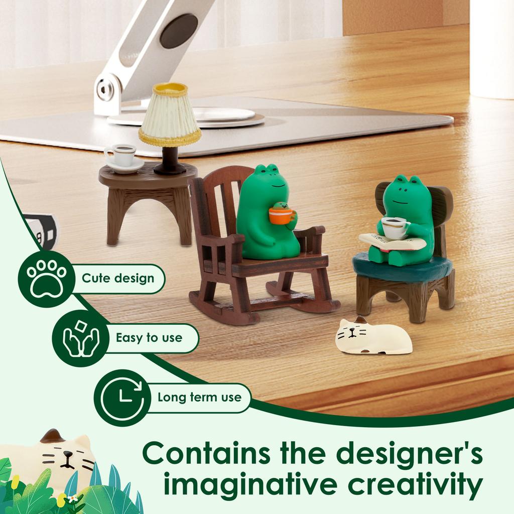 6/7Pcs Mini Frog Figurines Ornamen Funny Desk Decor for Home Bedroom Decor Birthday Gift Simulated Miniature Animal Collectible