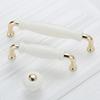 Fashion Ceramic Cabinet Handles Golden Kitchen Cupboard Door Handles Drawer Knobs European White Furniture Pulls