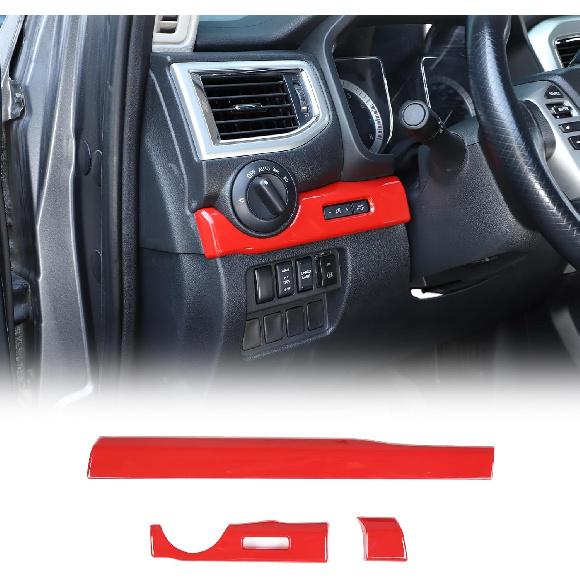 Car Center Console Decorative Strip Cover Compatible with Nissan Titan 2016-2023, ABS Co-Pilot Central Control Panel Decoration Strip Kits, 3PCS красный
