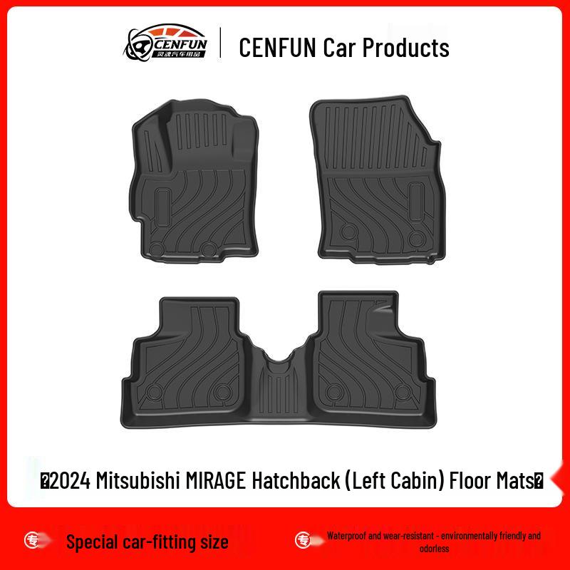 Eco-Friendly Waterproof TPE Floor Mats for 2024 Mitsubishi MIRAGE Hatchback LHD - Odorless with Galaxy Carpet Surface