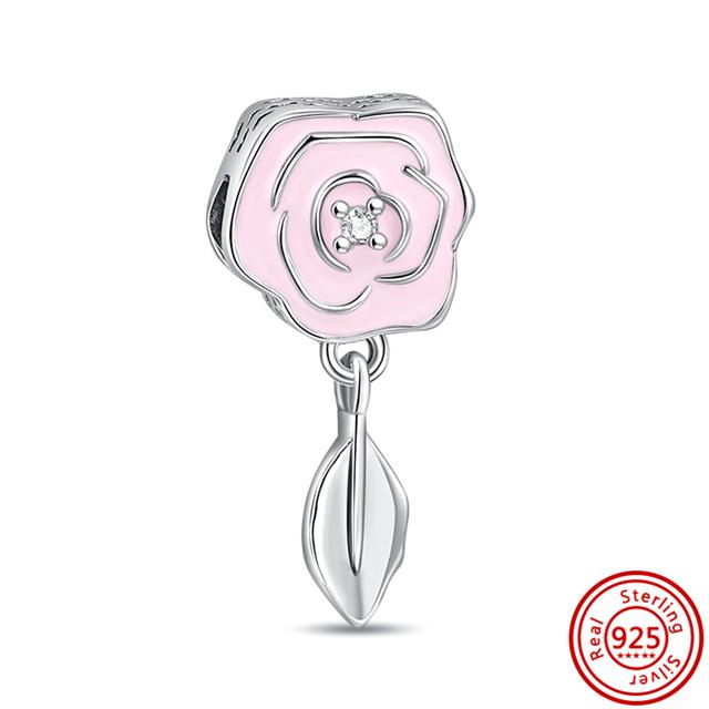 Pantaro 925 Pevná Stříbrná Růžová Série Srdce Květ Motýl Maminka Murano Skleněné Korálky Hodí se Originální přívěsky Náramek Šperky