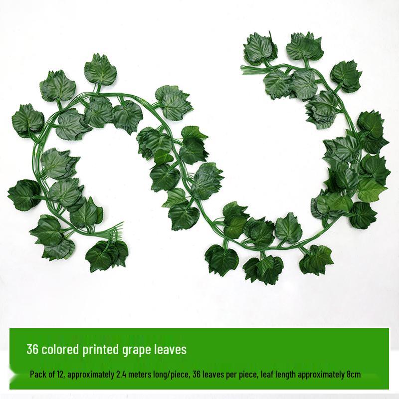 Rattan Air Conditioning Pipe Cover with Artificial Green Vines and Leaves