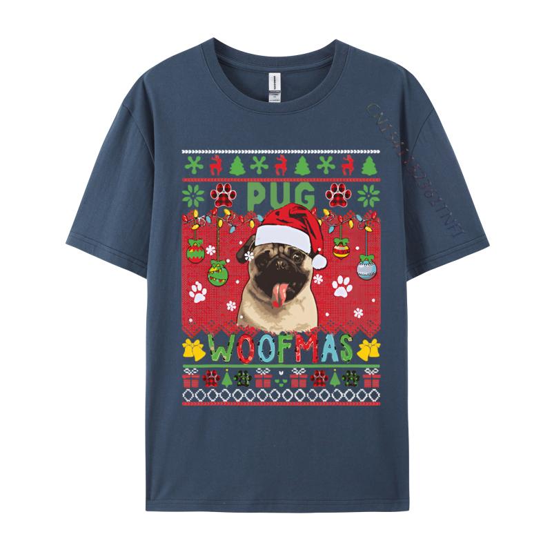 Pug Christmas Woof Santa Pug Matching Tshirt Graphic T Shirts 100 Cotton Breathable Tshirt Free Shippping Clothes