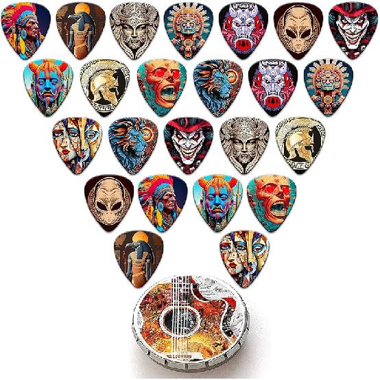 Guitar Picks Medium 24 Pack Guitar Pics 0.71mm Thickness,Guitar picks for Acoustic Guitar,Guitar Pick Variety Pack for Electric Acoustic Guitar, 0.71mm (Medium)