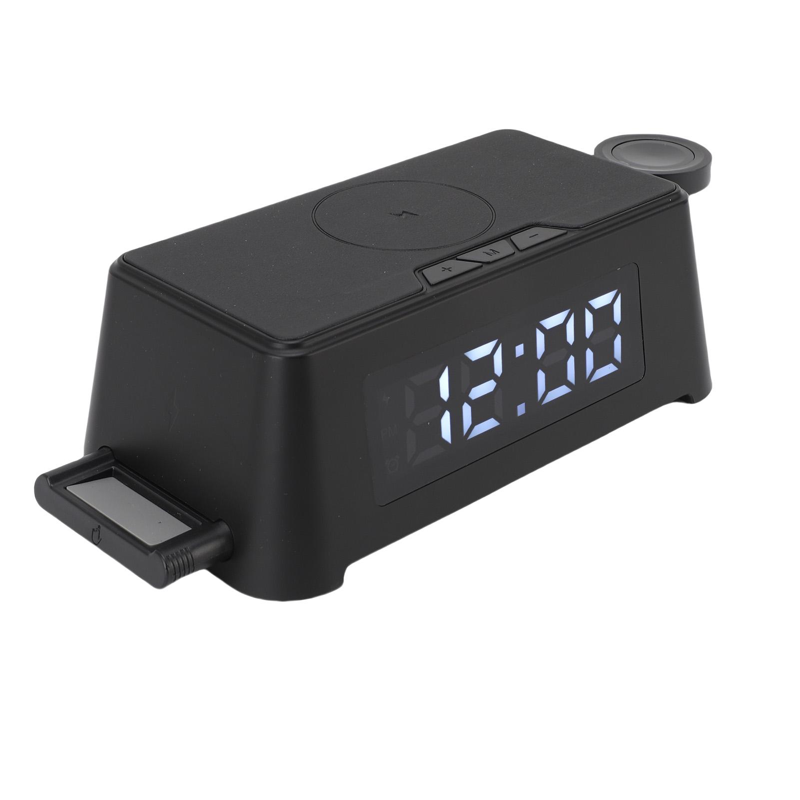 6 in 1 Wireless Charging Station, Wireless   with Alarm Clock, Date and Time Display, Simplified Button Settings, Water Proof Charging Interfac