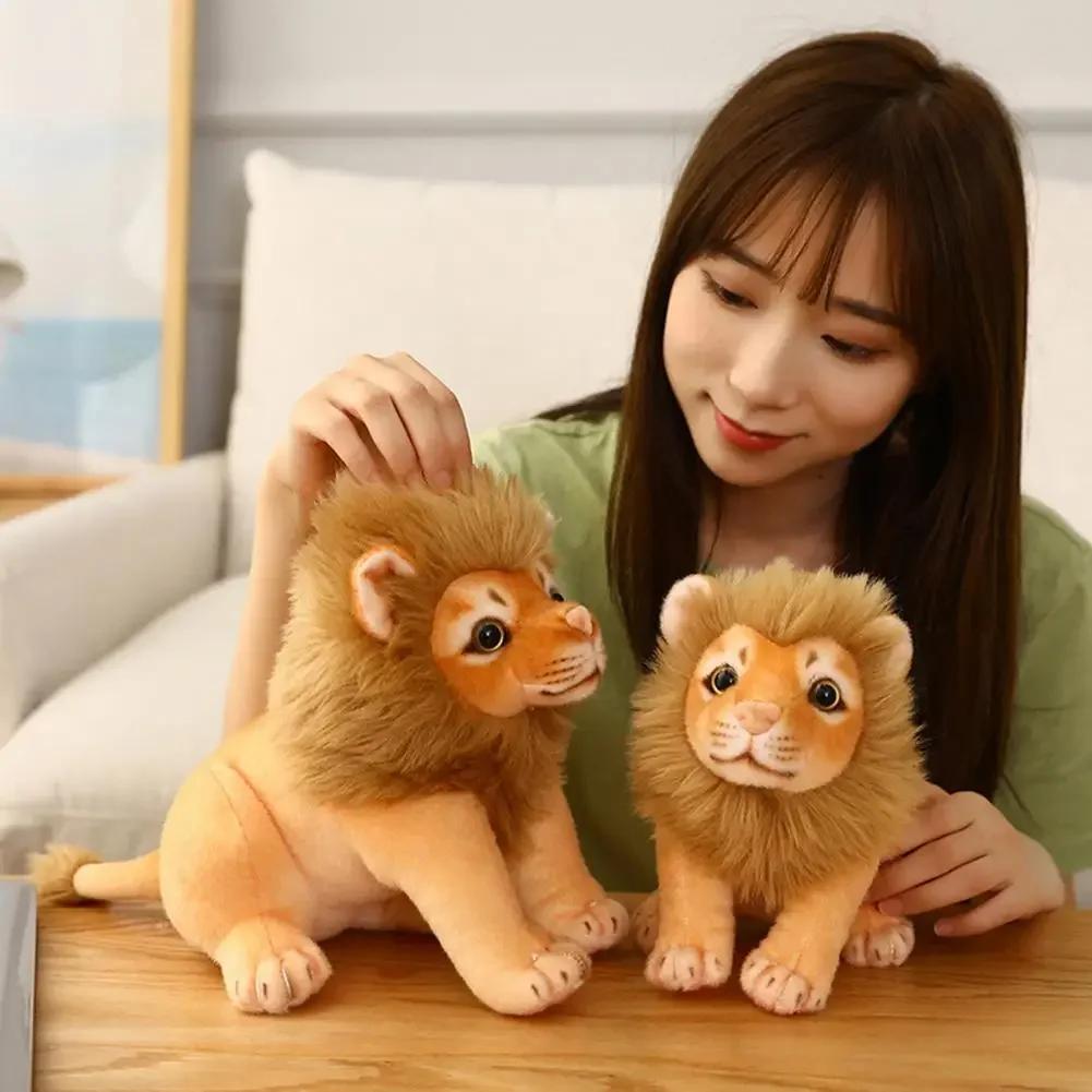 Lion Plush Dolls Tiger Animal Lifelike Doll Pillow Yellow Leopard Stuffed Toys Simulated Cheetah Kids Toys Christmas Gifts Decor