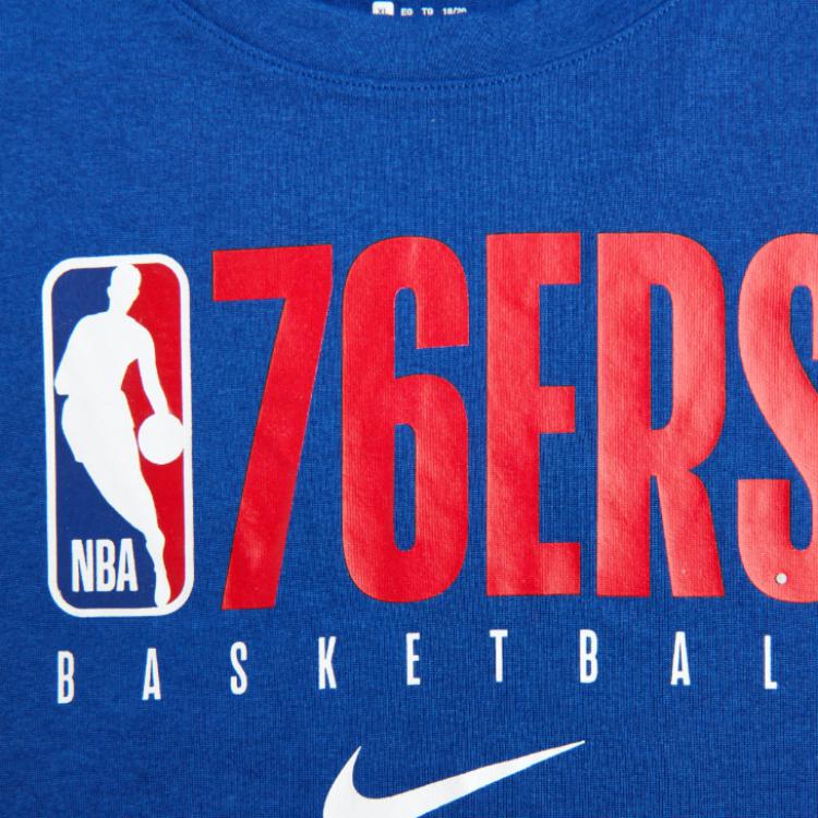 Nike NBA Collaboration Philadelphia 76ers Dri-Fit T-Shirt Round Neck Vintage Soft Pullover Short Sleeve Kids Tops Navy-Blue 3Z2B7BBKU-76R