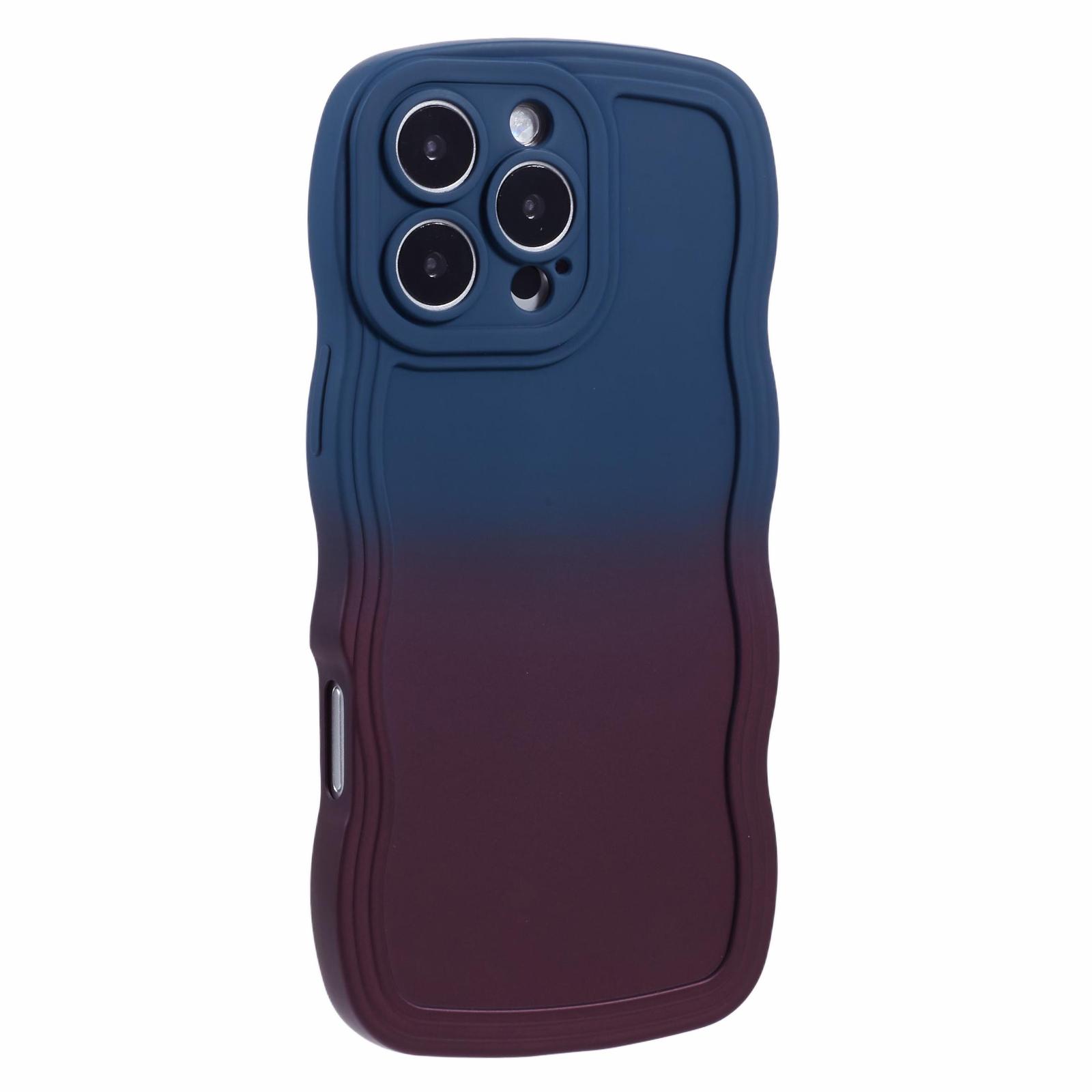 

For iPhone 16 Pro Max TPU Phone Case Gradient Color Rubberized Cover Sapphire+Dark Purple