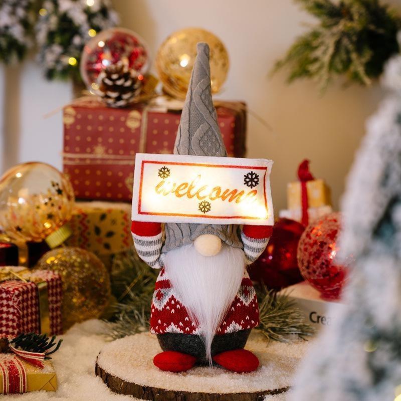 

Christmas Decoration Ornaments Holding Up Light Signs, Faceless Dolls, Christmas Fabric Decoration, Window Atmosphere Decoration сірий