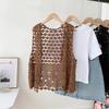 Chaleco de ganchillo de punto hueco para el verano de mujer con nuevo top de tirantes suelto bohemio sin mangas