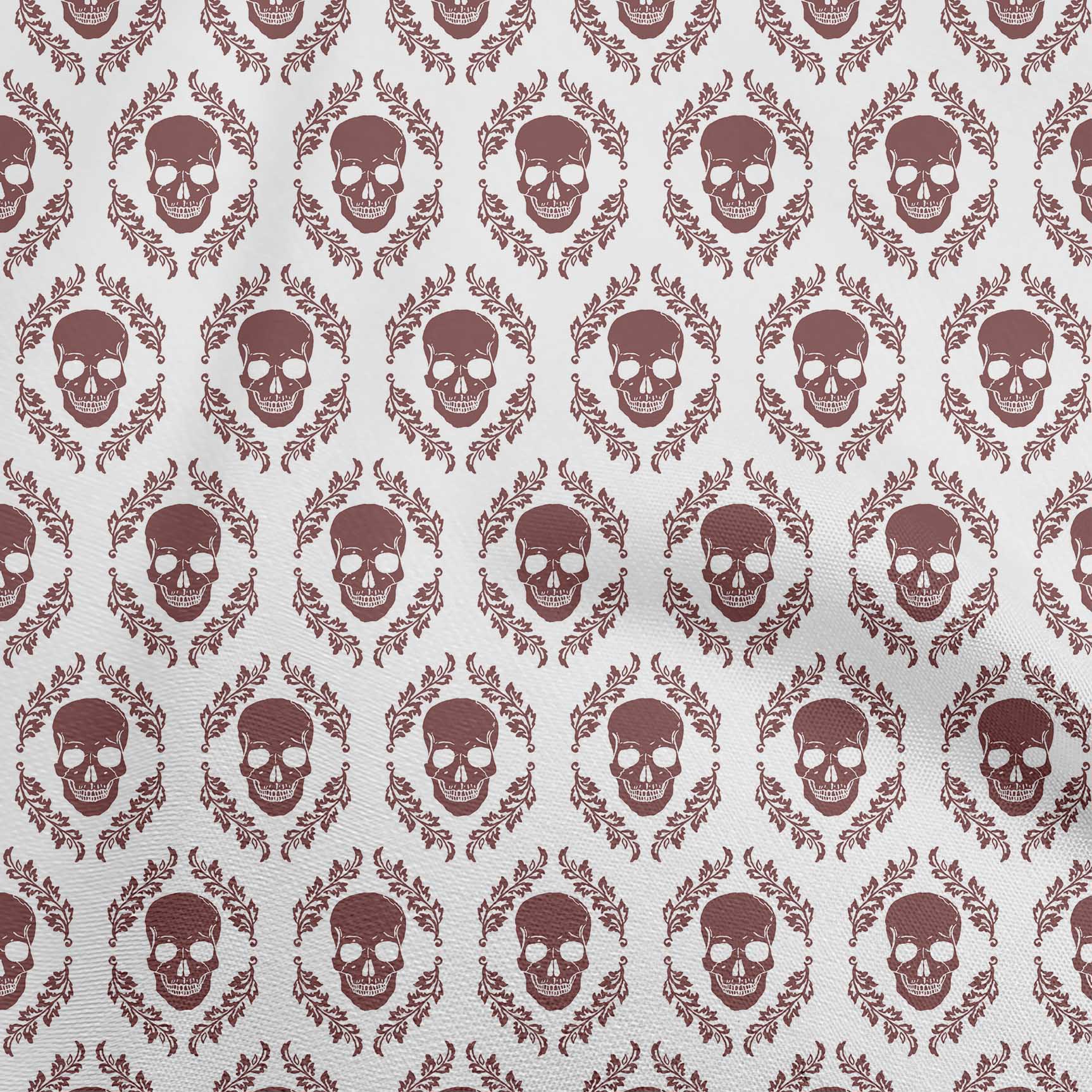 

OneOone Cotton Flex Brown Fabric Skull Швейний матеріал Тканина з принтом у дворі 40 дюймів 42 Inch Wide - Viscose Chiffon білий