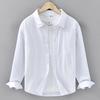 New Spring and Summer Cotton and Linen Long-sleeved Shirt Men's Solid Color Simple Loose Versatile Casual Shirt Linen