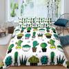 Tropical Botanical Bedding Set Bulbous Cactus Sketch Drawing Comforter Cover Cute Desert Plants Duvet Cover Flower Quilt Cover