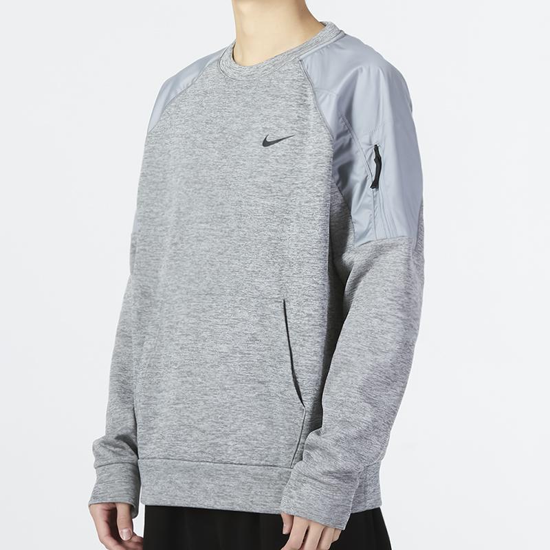 Nike Therma Novelty Crew Sport Casual Sweatshirt Men Tops Grey DQ4855-063