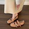 Fashion retro ballet shoes women's summer cross-buckle shallow mouth square head single shoes versatile flat Mary Jane shoes