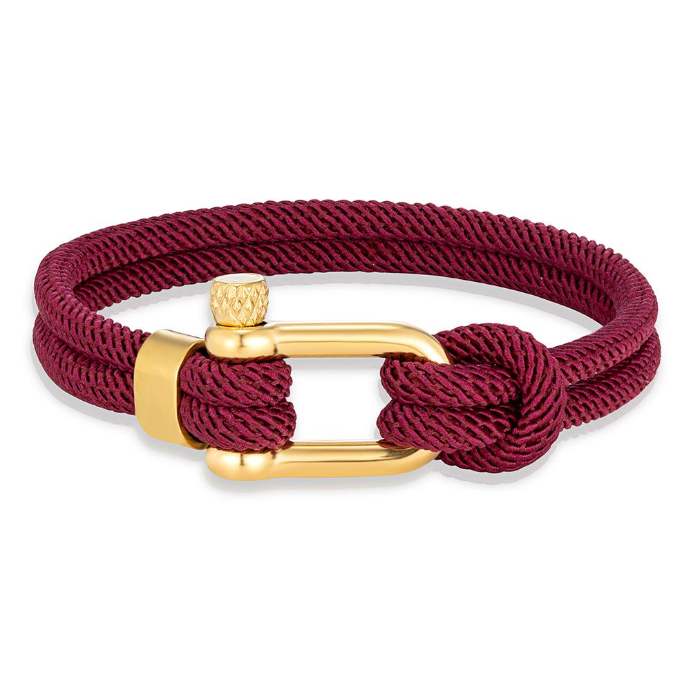 Gold Color Stainless Steel Shackle Bracelet Simple Double Strand Nautical Rope Bracelets for Men Women Handmade Jewelry