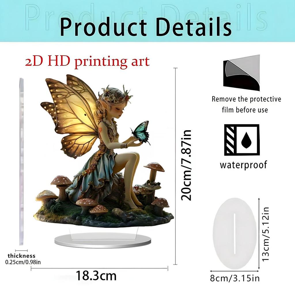 Fairy Tale Flower Fairy & Unicorn 2D Acrylic Ornament for Home Decor