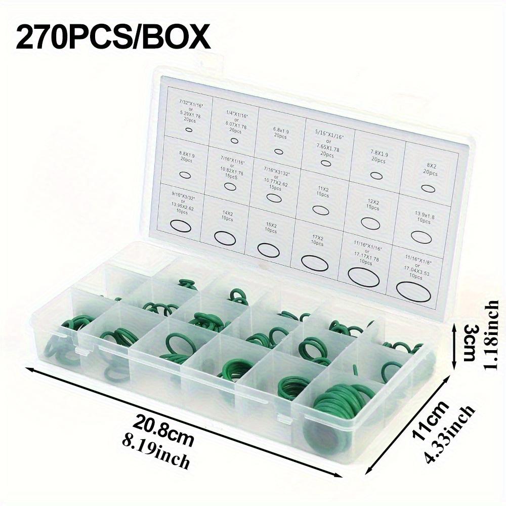 270pcs Green High-Quality Rubber O-Ring Kit - 18 Sizes Heavy-Duty Multi-Purpose Seals for Automotive, Plumbing, HVAC