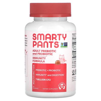 SmartyPants, prebiotyk i probiotyk dla dorosłych, smak truskawkowo-kremowy, 7 miliardów CFU, 60 żelków