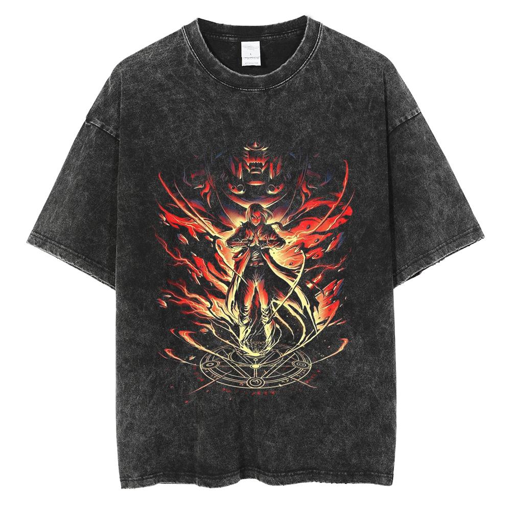Anime Hellsing Hoodies Manga Print T Shirt Men Women Washed Cotton Tshirts Harajuku Tee Hip Hop Unisex Comfortable Tshirt S