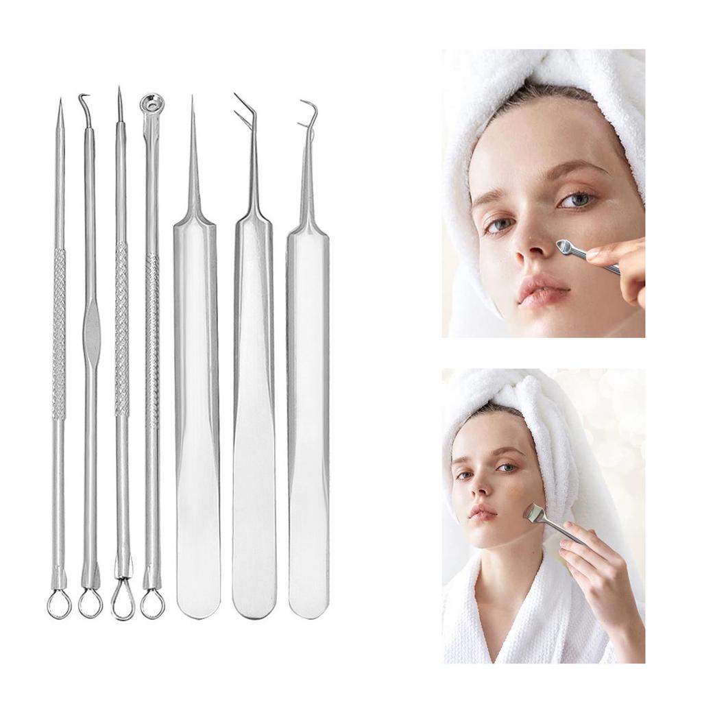 Blackhead Remover Comedone Squeezer Set Stainless Steel Pimple Squeezer Tool Acne Pimple Tweezers for Nose Face Care