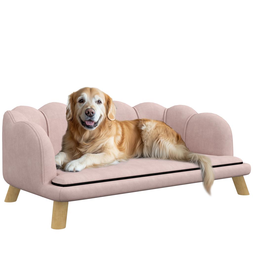 Pet Sofa for Medium and Large Dogs Up To 25 Kg, Sturdy Wood, Padded, Pink