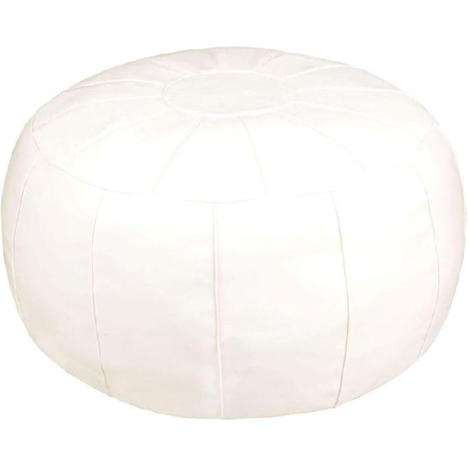 Decorative Pouf Foot Stool Round Unstuffed Leather Ottoman Cushion Storage seat or for Resting Your Feet on, Floor Chair Foot Living Room Bedroom