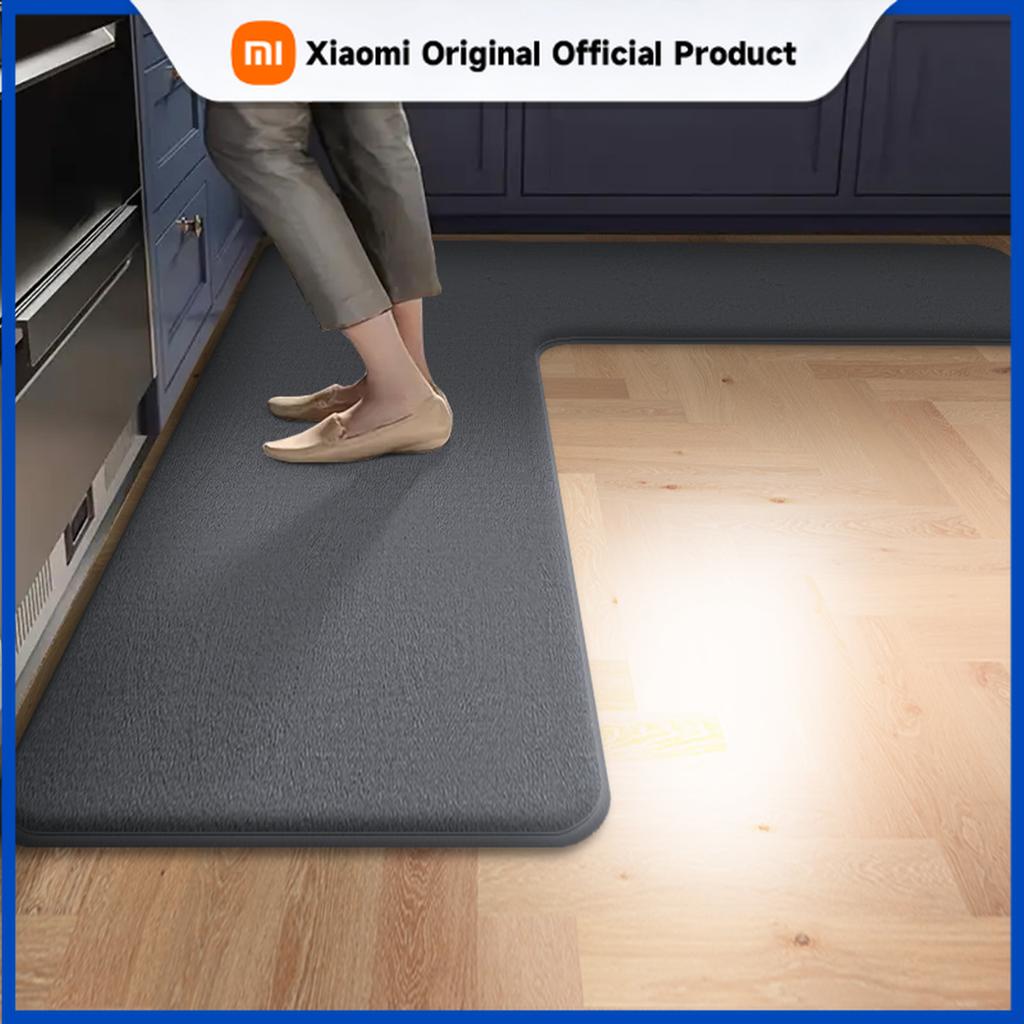 Xiaomi Solid color kitchen corner carpet absorbent floor mat simple L-shaped non-slip floor mat bathroom door mat bathroom foot mat