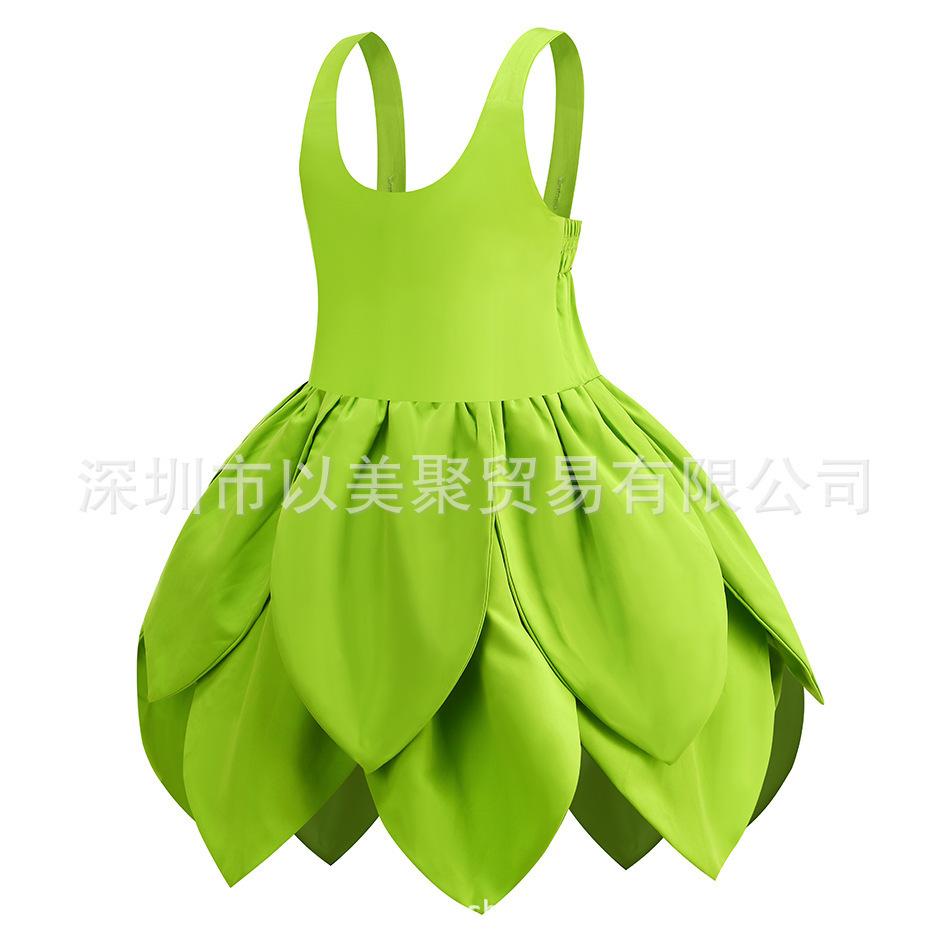 Halloween Children'S Green Elf Necklace Wonderful Fairy Tinker Bell Princess Dress Tinker Bell