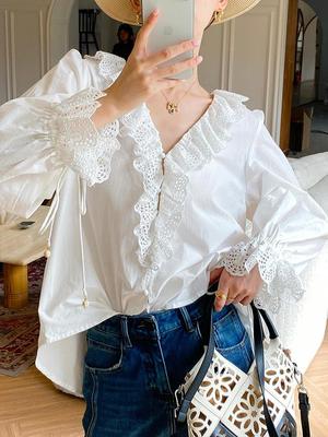 Camicia Bianca Francese da Donna di Alta Gamma a Manica Lunga - Collezione Autunnale