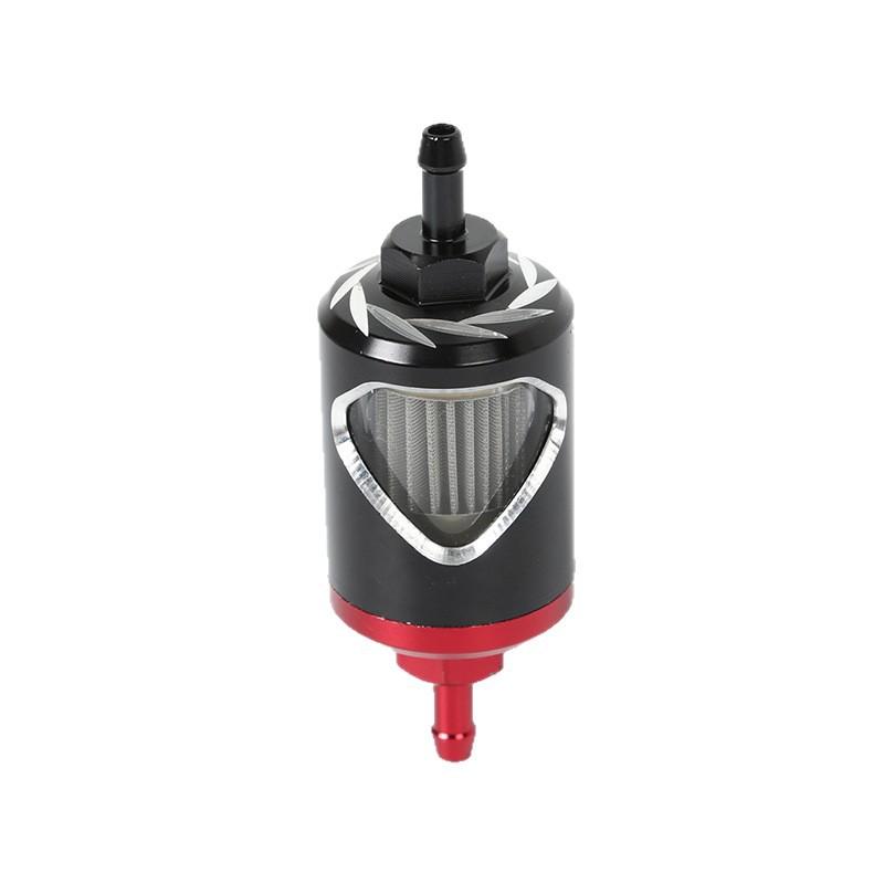 1Pcs Stainless Steel Core Glass Perspective Alloy Motor Oil Filter Motorcycle Universal 1/4" 6mm Fuel Filter