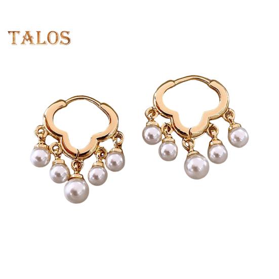 

1 пара женских сережек-хаги с искусственным жемчугом, кисточками, декором в форме облака, полированным металлом, короткие серьги для выпускного вечера, подарок на день рождения для женщин, украшения для ушей золотистый