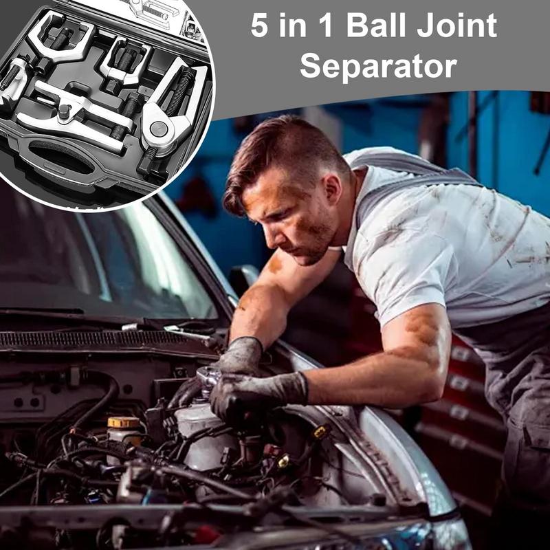Kugelgelenkabzieher 5-in-1 Mechanikerwerkzeuge Spurstangenkopfabzieher Hochleistungs-Auspresswerkzeug mit Koffer für Auto LKW ATV