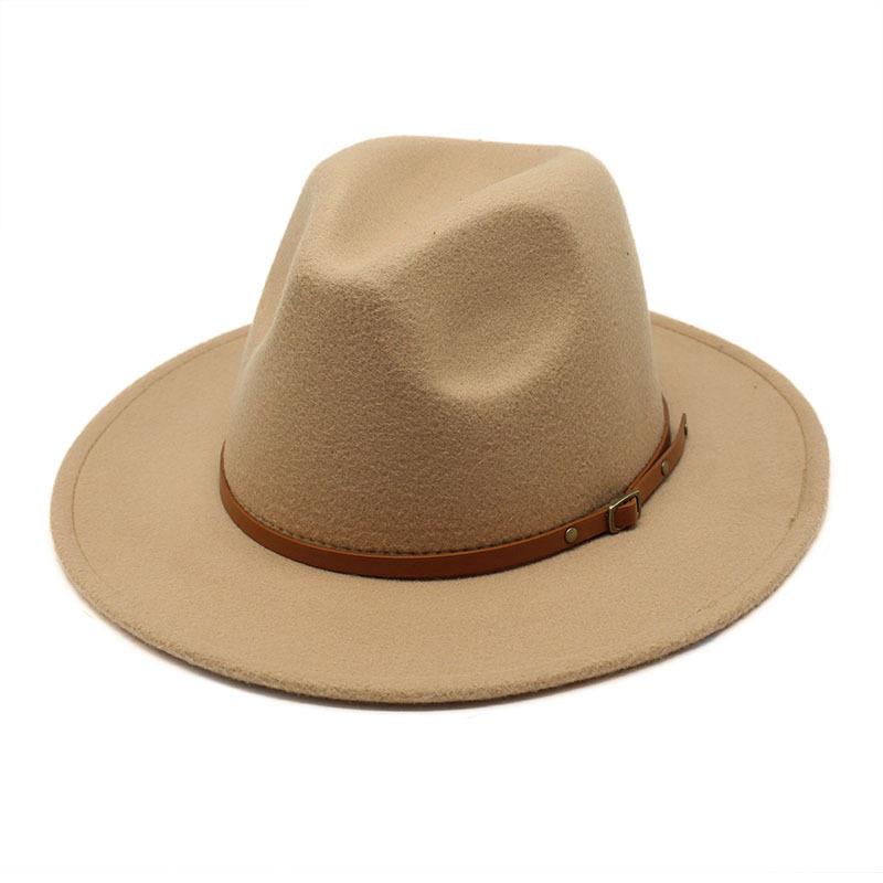 British Jazz Hat Season Wool Hat Simple Felt Big Eave Hat Tide Flat Edge Hat