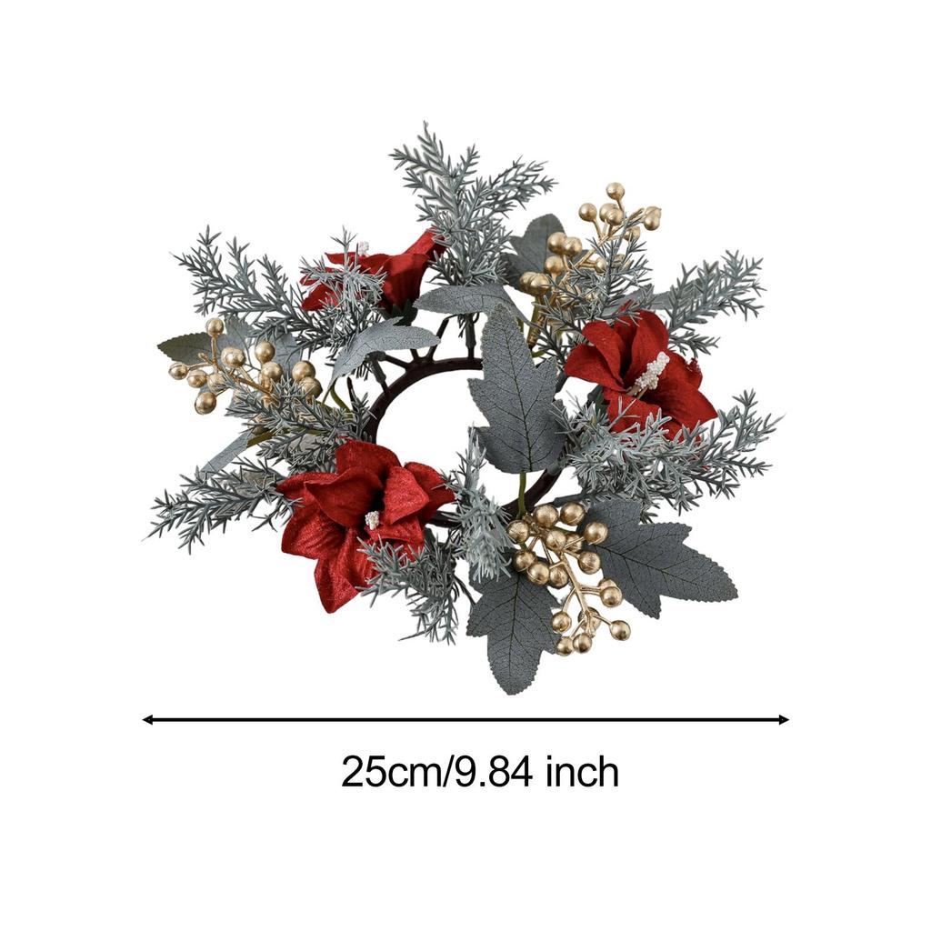 Christmas Candle Ring Wreath Flower Wreath Candle Pillar Holder Candle Wreath Garland for Bar Xmas Tabletop Centerpiece Party