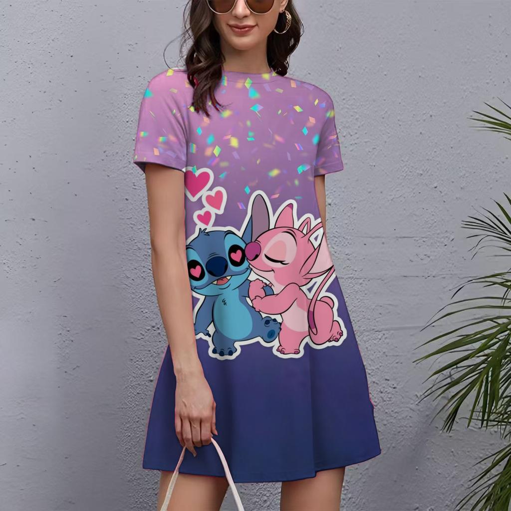 Fashion Printed Loose Women's Versatile Casual Crew Neck Casual Dresses