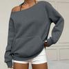 Women's Casual Fashion Solid Color Off-shoulder Long-sleeved Loose Sweatshirt With Pockets