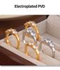 Elegant French Minimalist Gold-Plated Titanium Ring Set with Cubic Zirconia