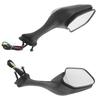 Black Aluminum Motorcycle Side Mirrors with Lights - 1 Pair, Suitable for Various Models